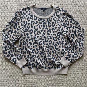 J Crew Merino Wool Leopard Sweater Medium